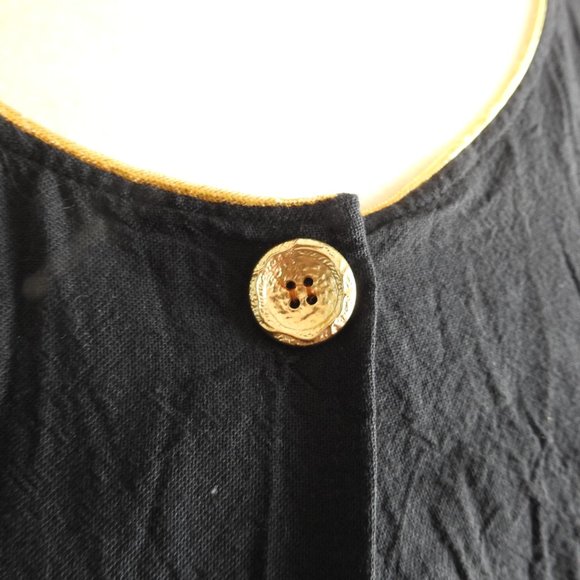 Black Cotton Short Sleeve button summer jacket - Picture 2 of 5